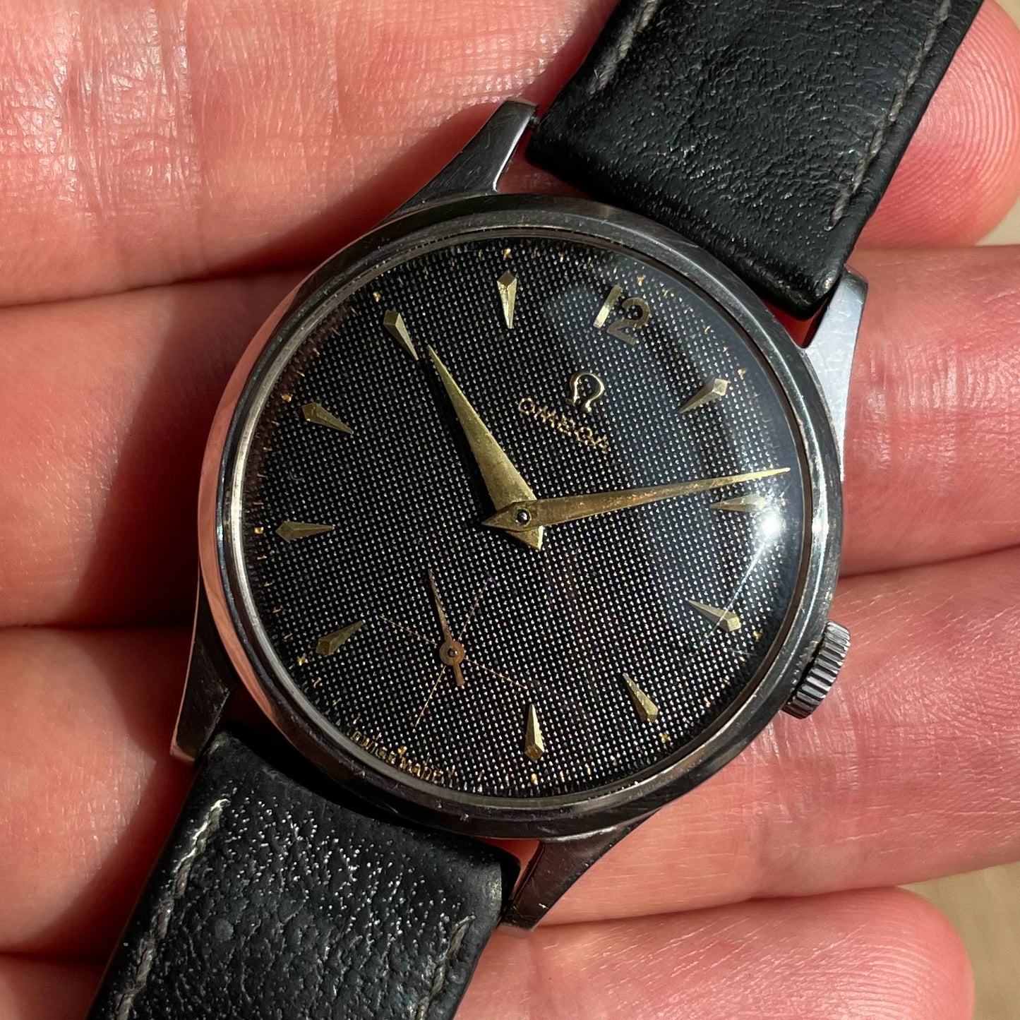 Omega 30T2 Black Honeycomb Dial 1944 w/ Original Strap & Buckle
