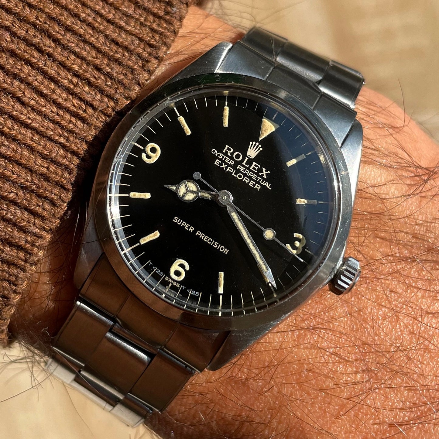 Rolex Explorer 5500 Gloss Gilt "Double T<25" Swiss Dial 1966