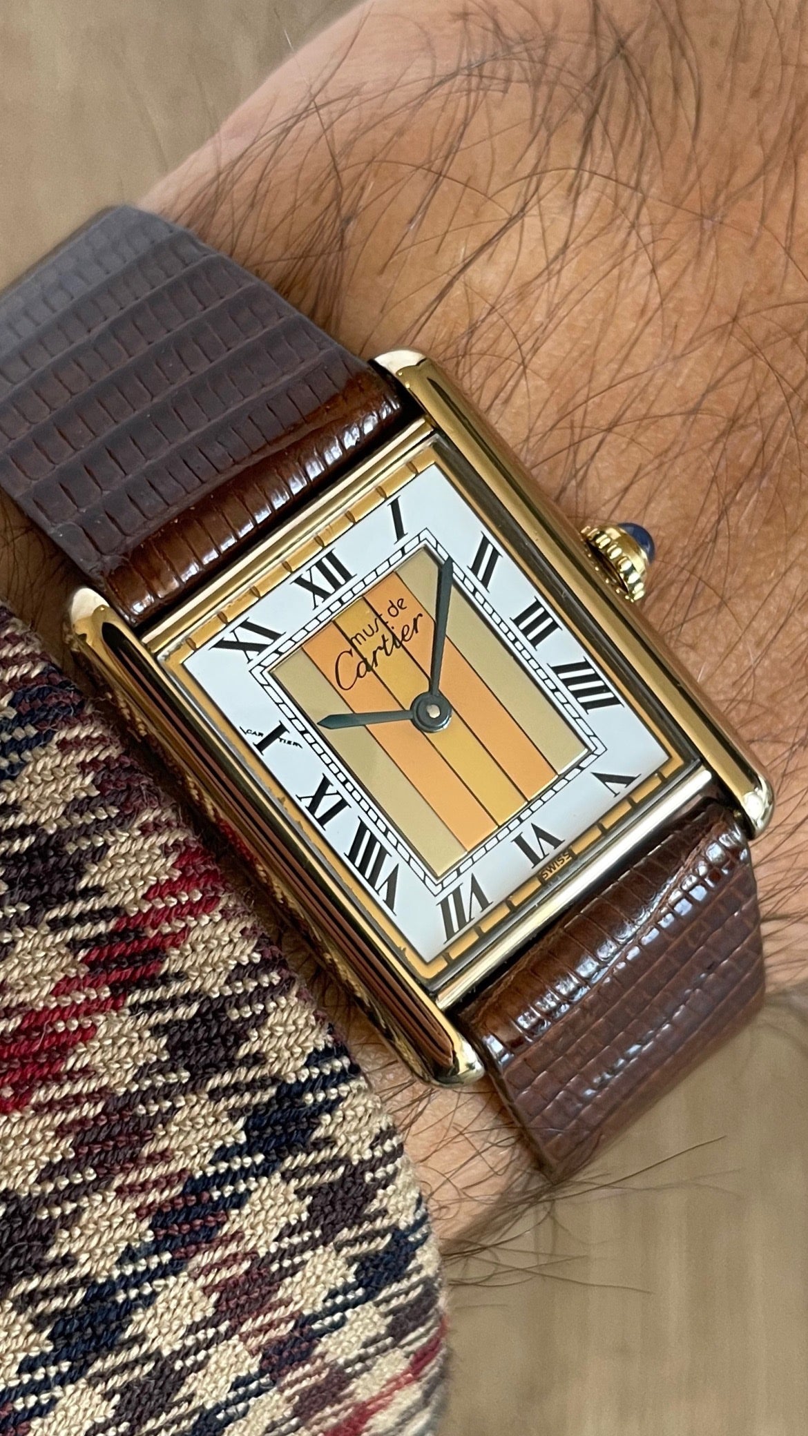 Must de Cartier Tank Trinity Dial Unisex w/ Original Box & Cartier Service Paperwork