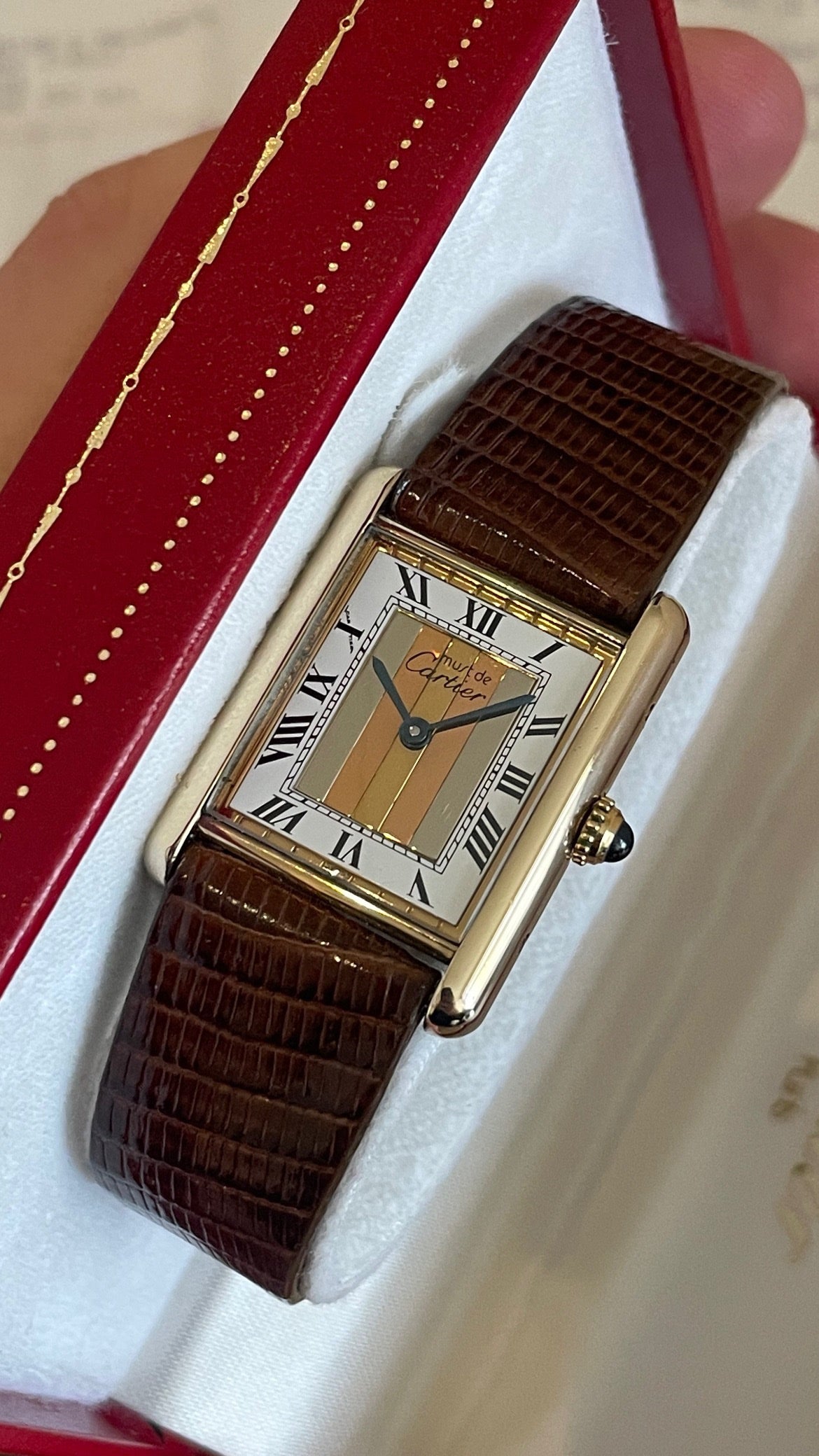 Must de Cartier Tank Trinity Dial Unisex w/ Original Box & Cartier Service Paperwork