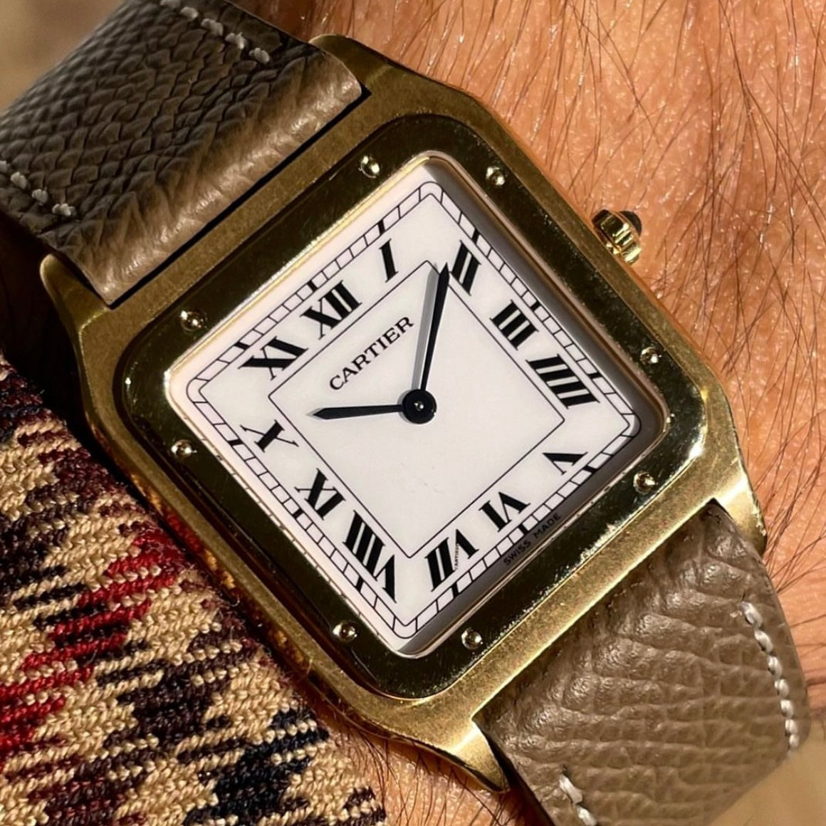 Cartier Paris 18k Gold Santos Dumont "Extra Plate" w/ Cartier Service Papers