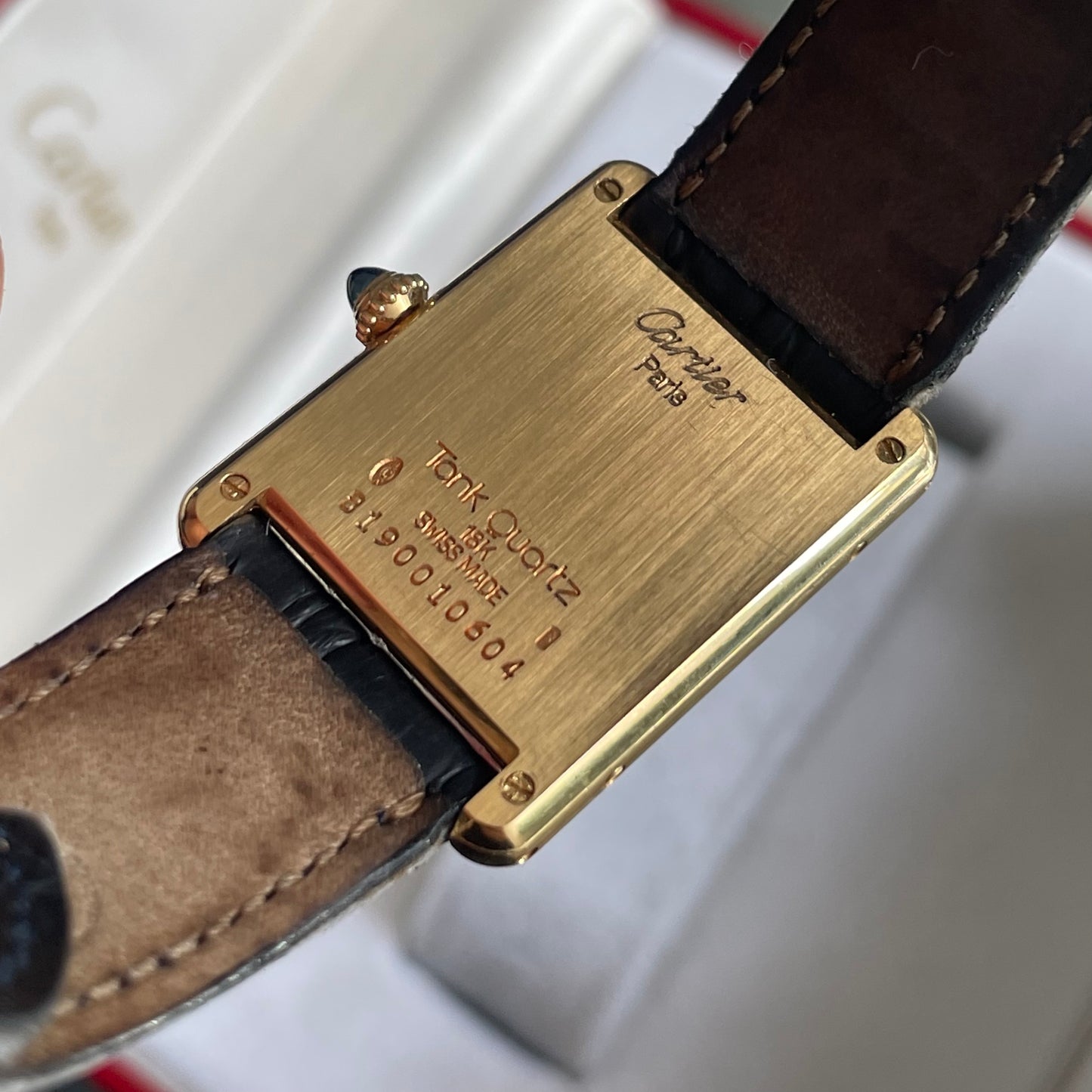 Cartier Tank Louis Phase de Lune 18k Gold Calendar Moonphase 1890 w/ Original Box & Papers Set