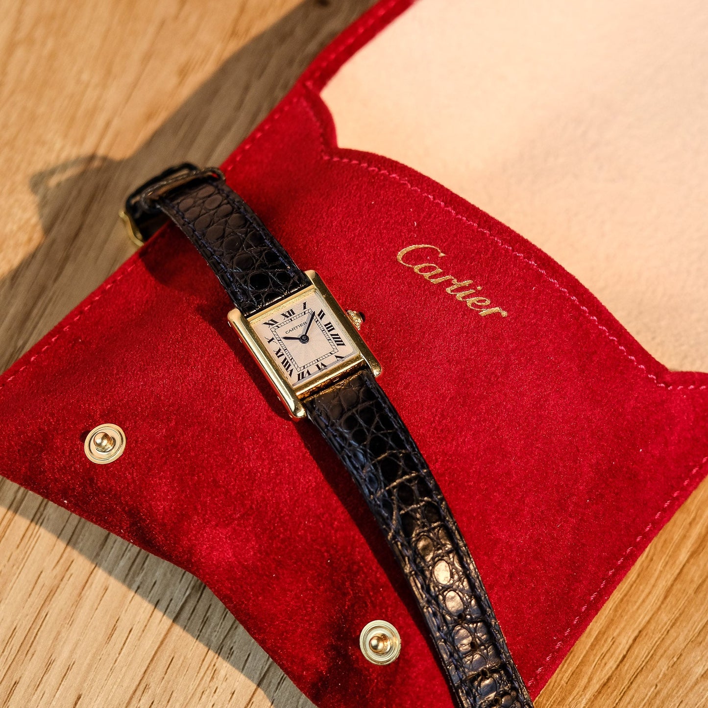 Cartier Tank Louis Guilloché Dial 78087 Mid Size 18k Yellow Gold