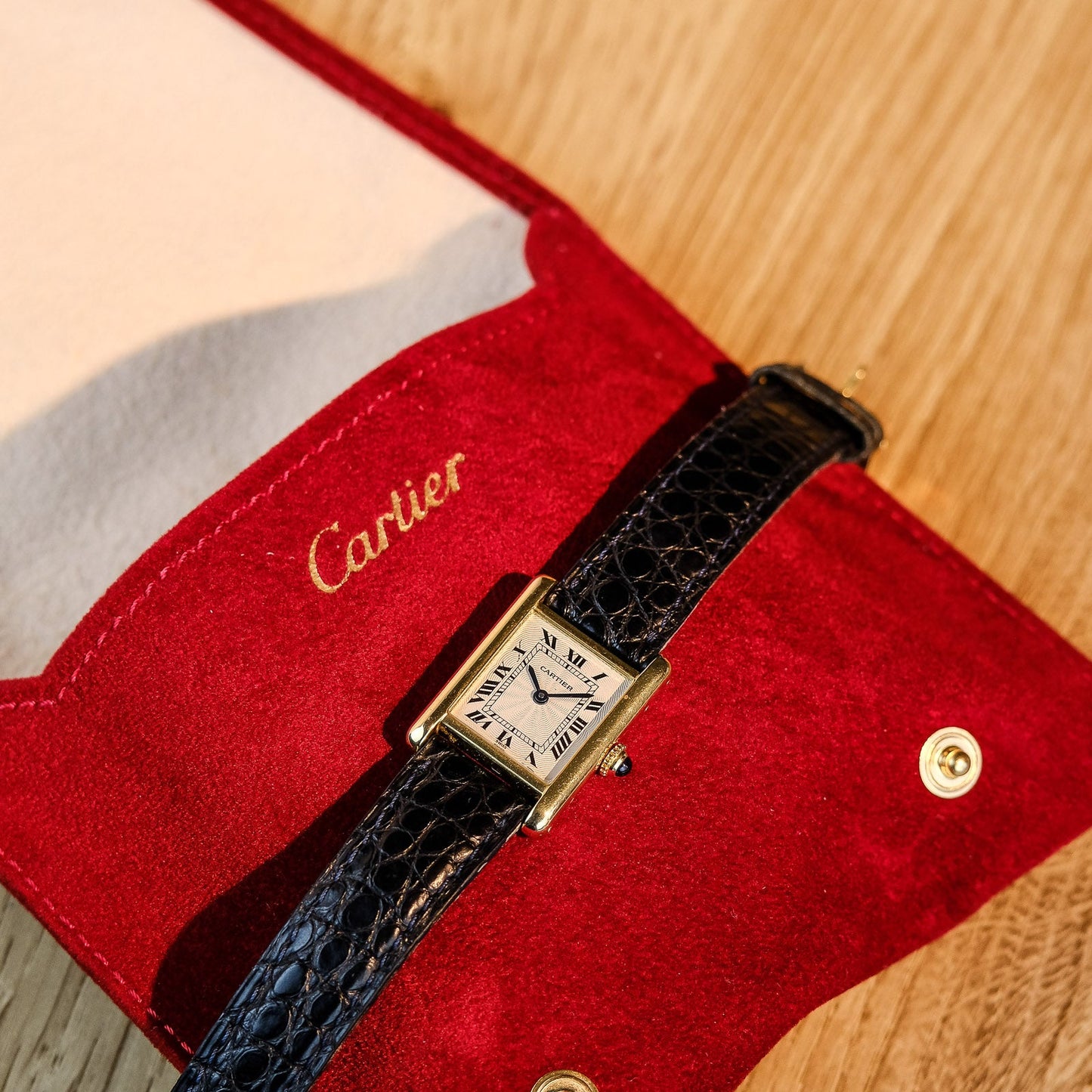 Cartier Tank Louis Guilloché Dial 78087 Mid Size 18k Yellow Gold