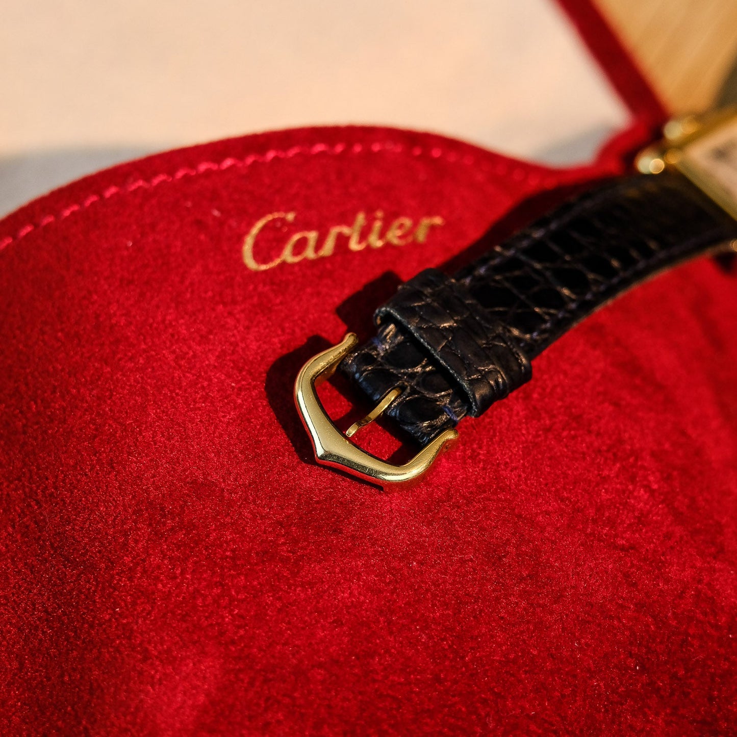 Cartier Tank Louis Guilloché Dial 78087 Mid Size 18k Yellow Gold