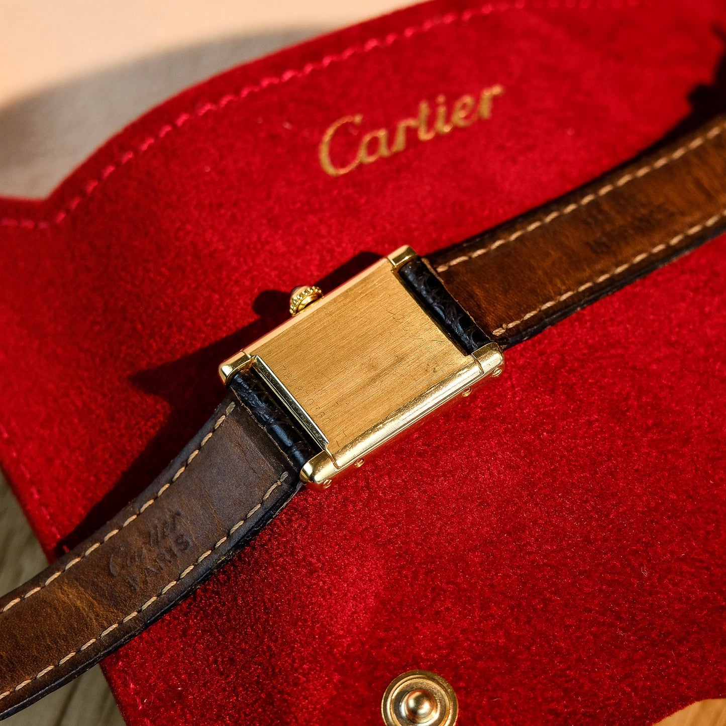 Cartier Tank Louis Guilloché Dial 78087 Mid Size 18k Yellow Gold