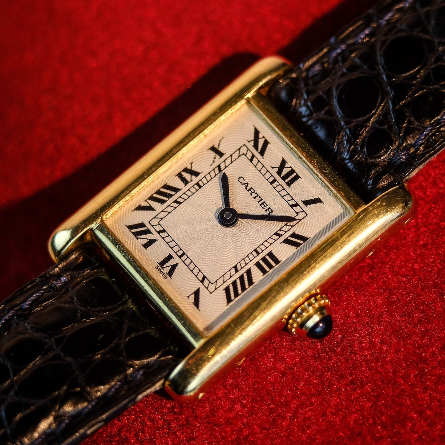 Cartier Tank Louis Guilloché Dial 78087 Mid Size 18k Yellow Gold