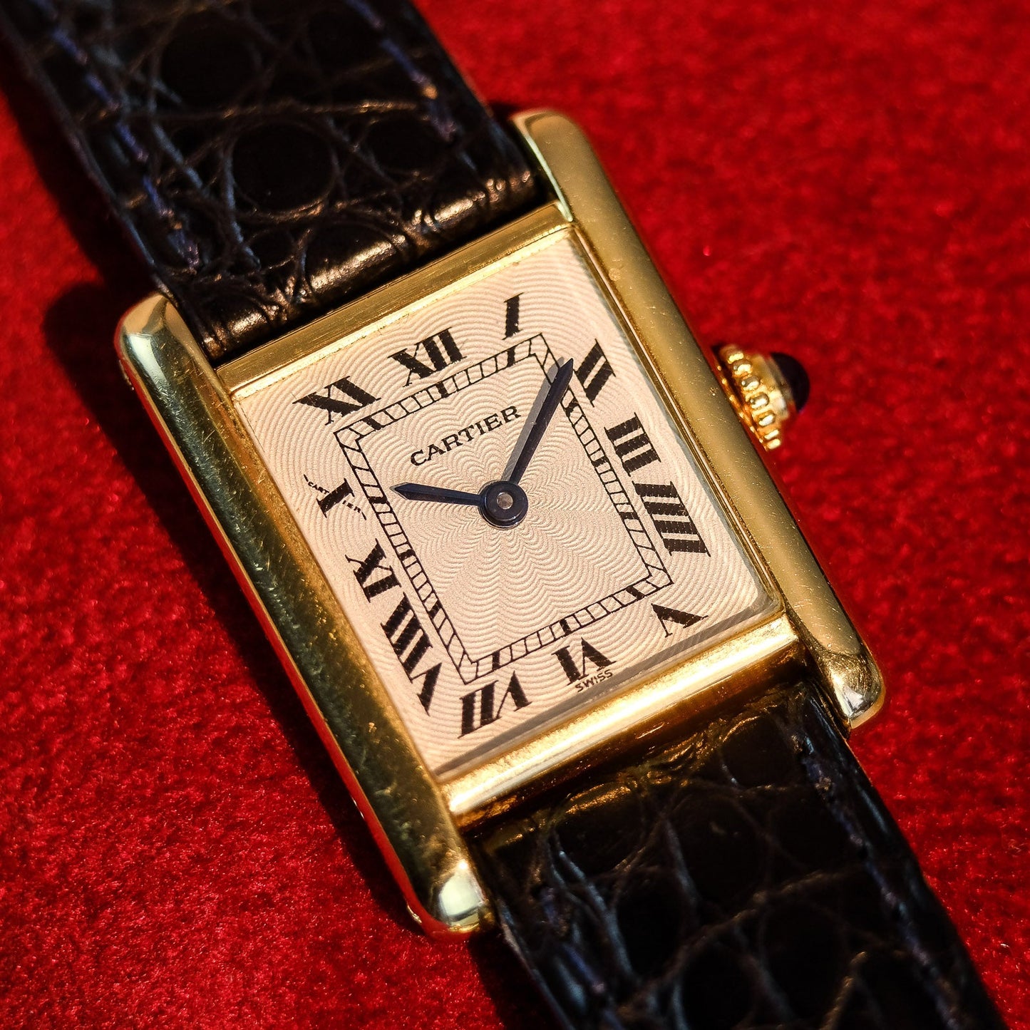 Cartier Tank Louis Guilloché Dial 78087 Mid Size 18k Yellow Gold