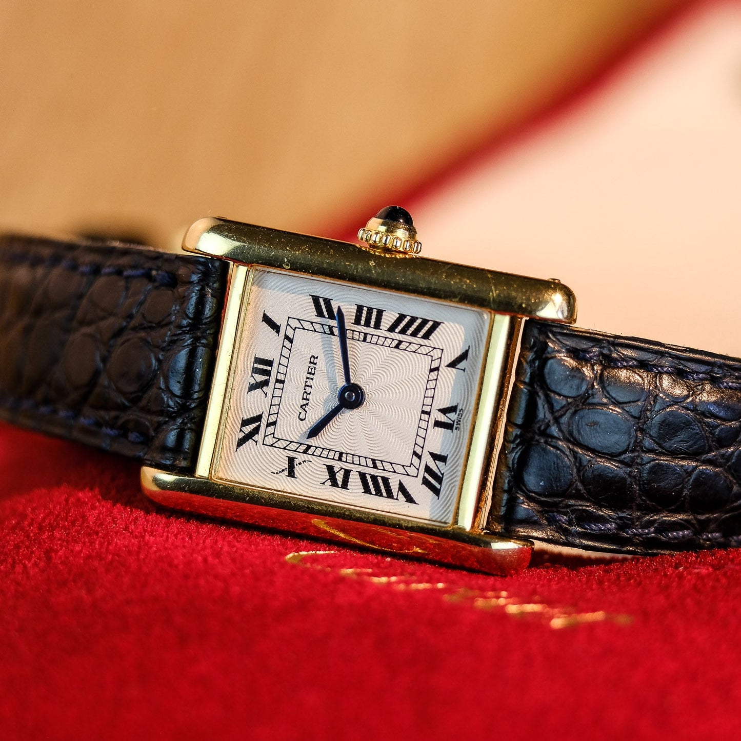Cartier Tank Louis Guilloché Dial 78087 Mid Size 18k Yellow Gold