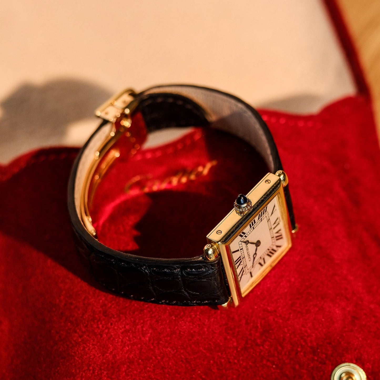 Cartier Tank Obus 18k Yellow Gold 1630 w/ 18k Deployant Clasp