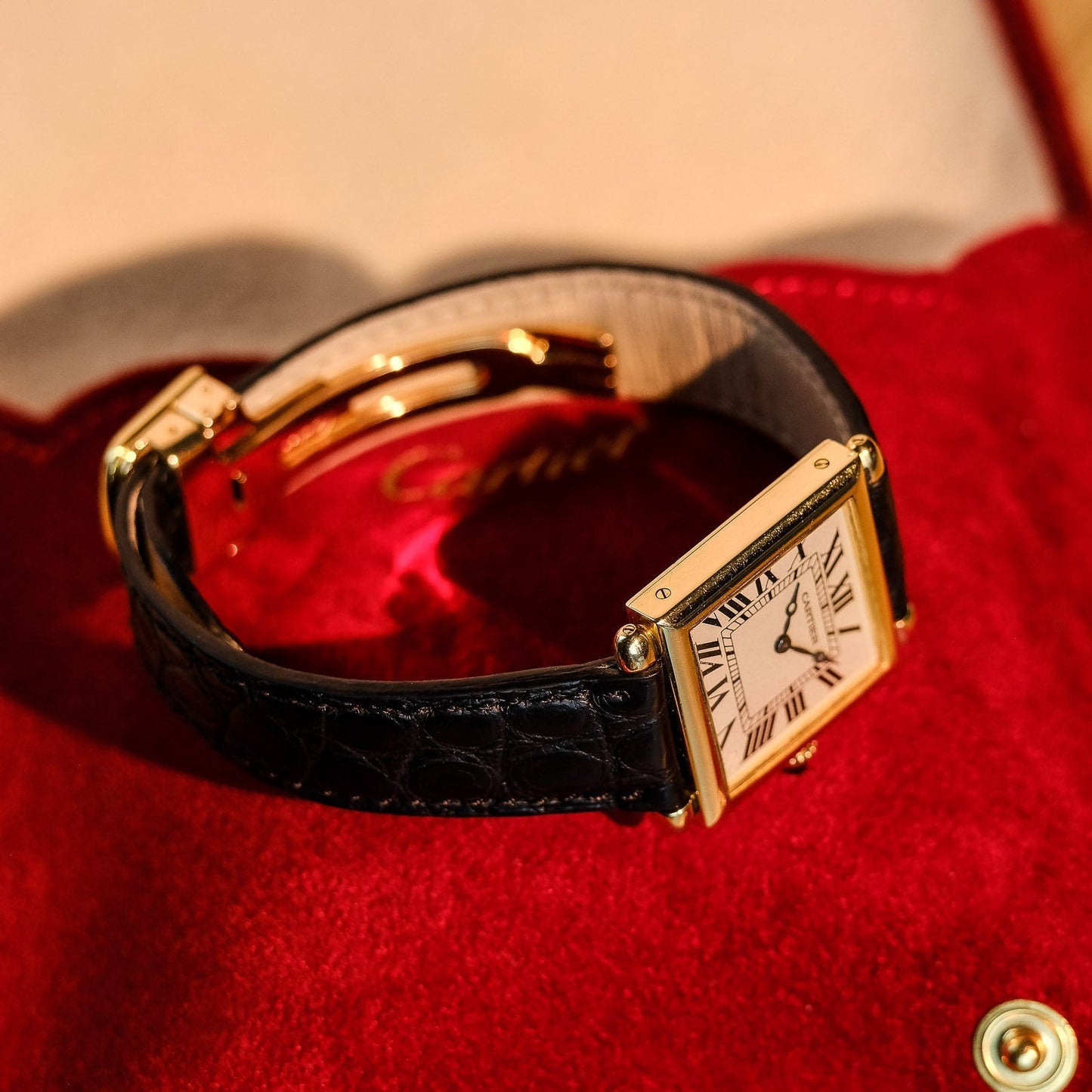Cartier Tank Obus 18k Yellow Gold 1630 w/ 18k Deployant Clasp