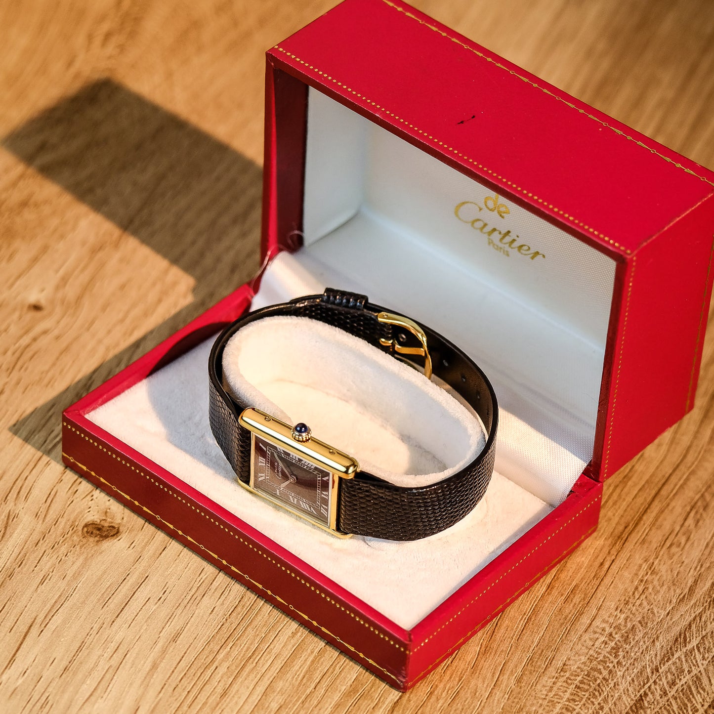 Must de Cartier Tank Mechanical Gloss Black Dial w/ Original Box