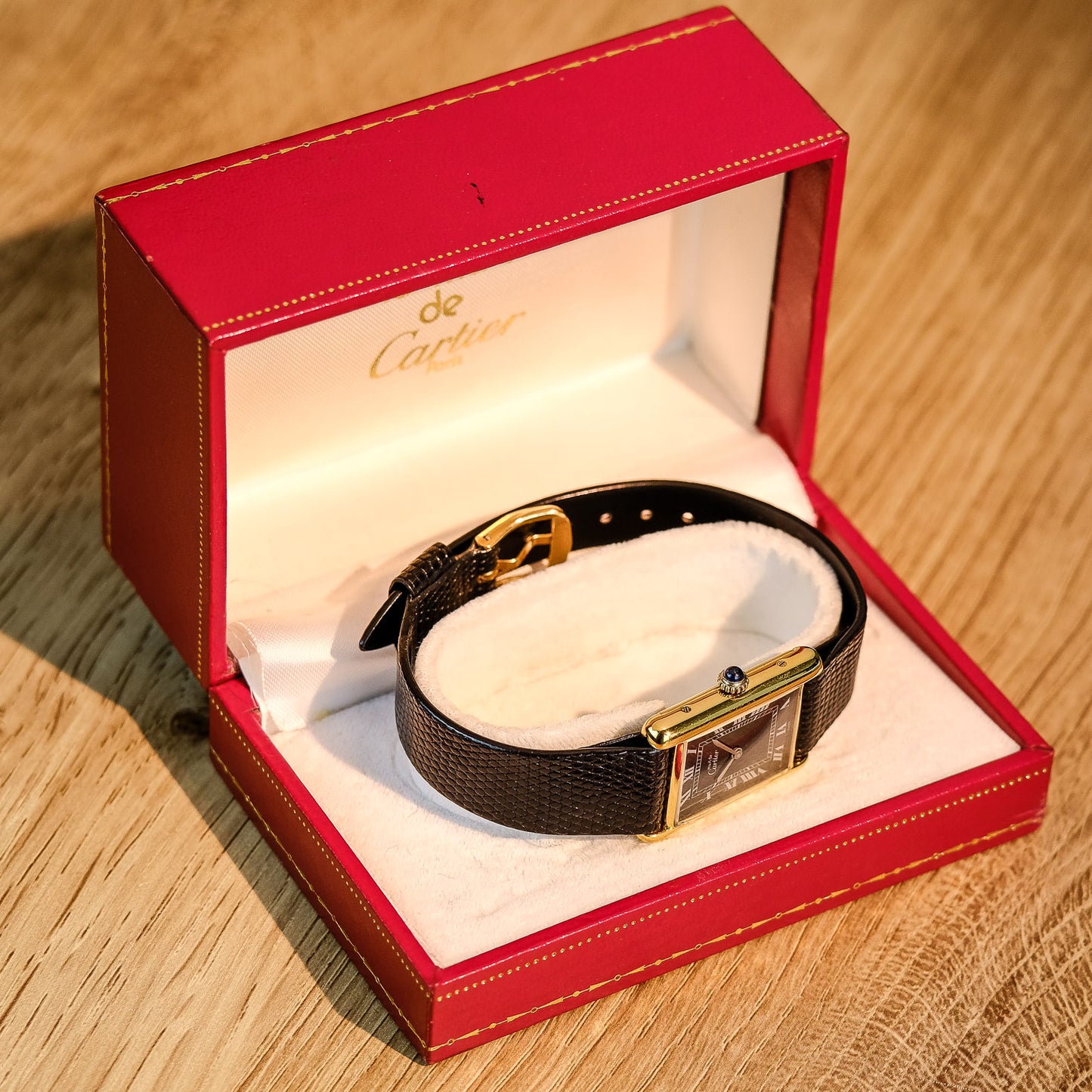 Must de Cartier Tank Mechanical Gloss Black Dial w/ Original Box