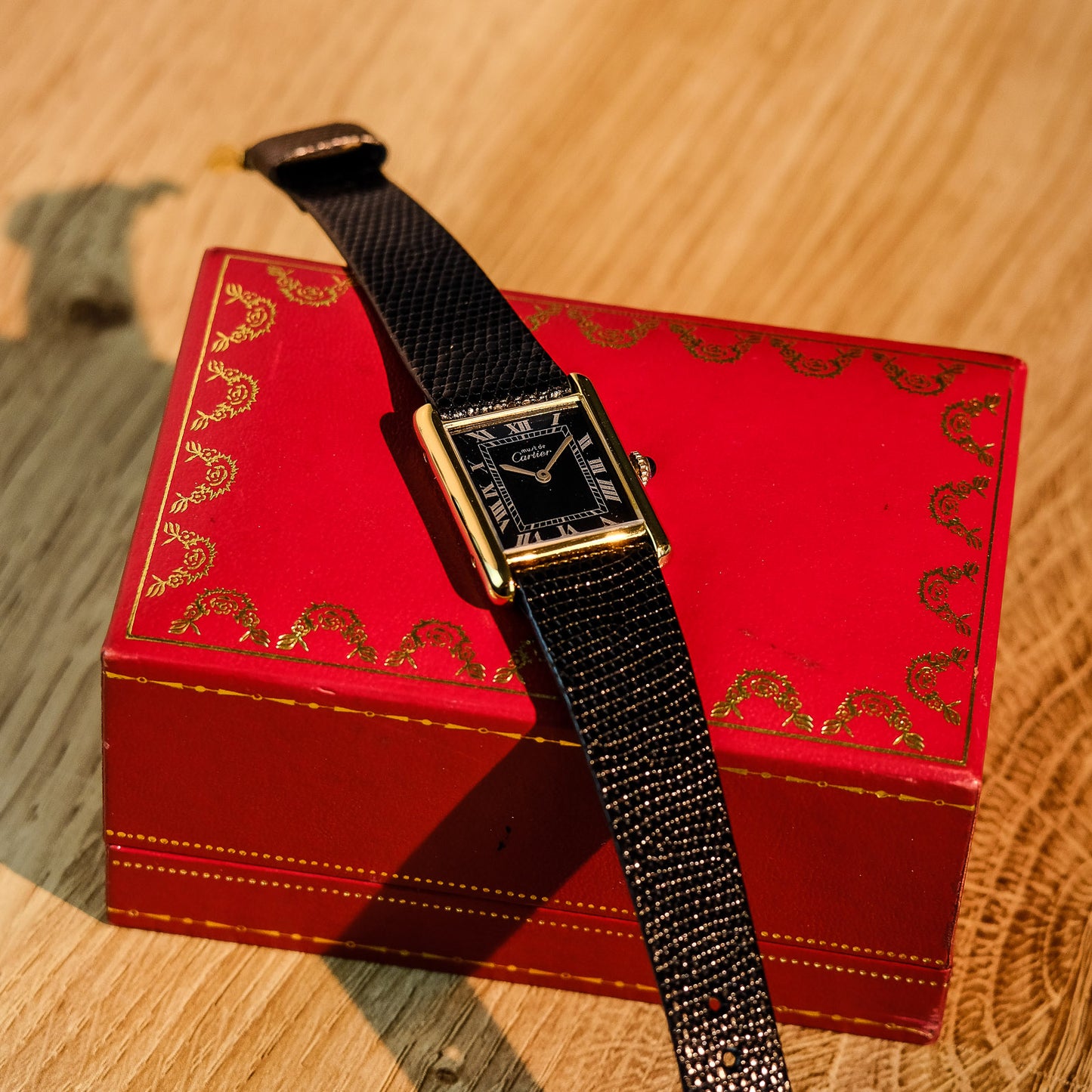 Must de Cartier Tank Mechanical Gloss Black Dial w/ Original Box