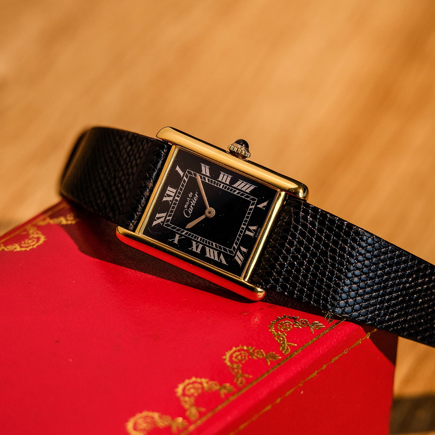 Must de Cartier Tank Mechanical Gloss Black Dial w/ Original Box