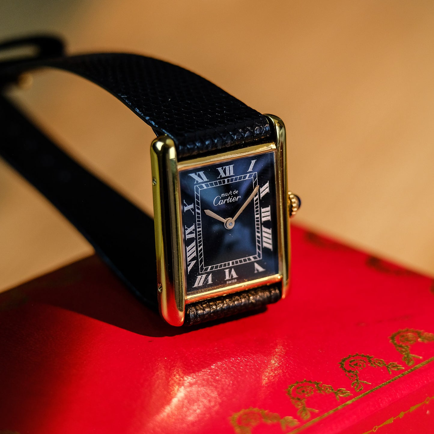 Must de Cartier Tank Mechanical Gloss Black Dial w/ Original Box