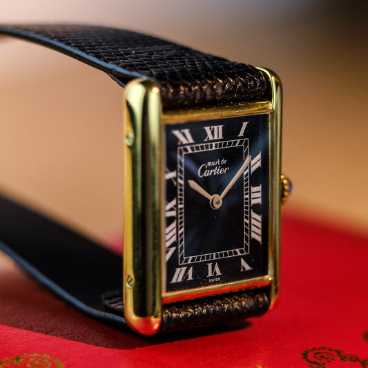 Must de Cartier Tank Mechanical Gloss Black Dial w/ Original Box