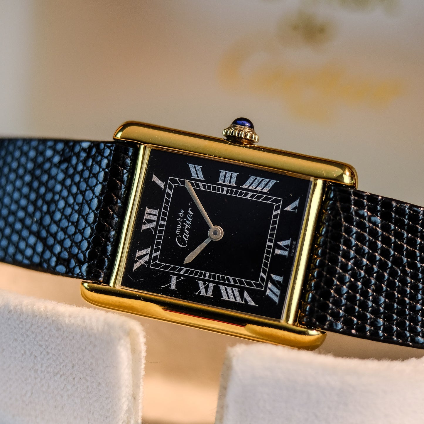Must de Cartier Tank Mechanical Gloss Black Dial w/ Original Box