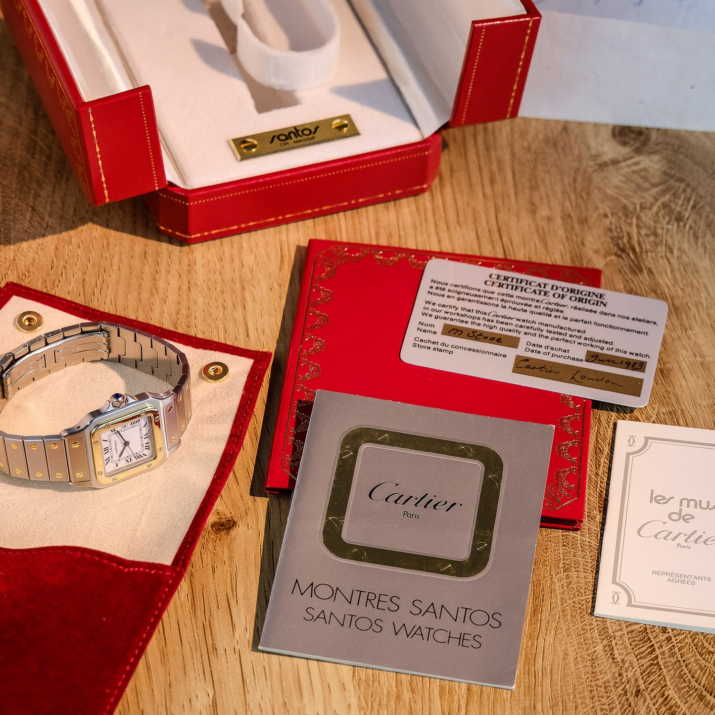 Cartier Santos Carrée 2961 w/ Original Box, Papers, Booklets & 2023 Cartier Service Paperwork, Retailed by Cartier London