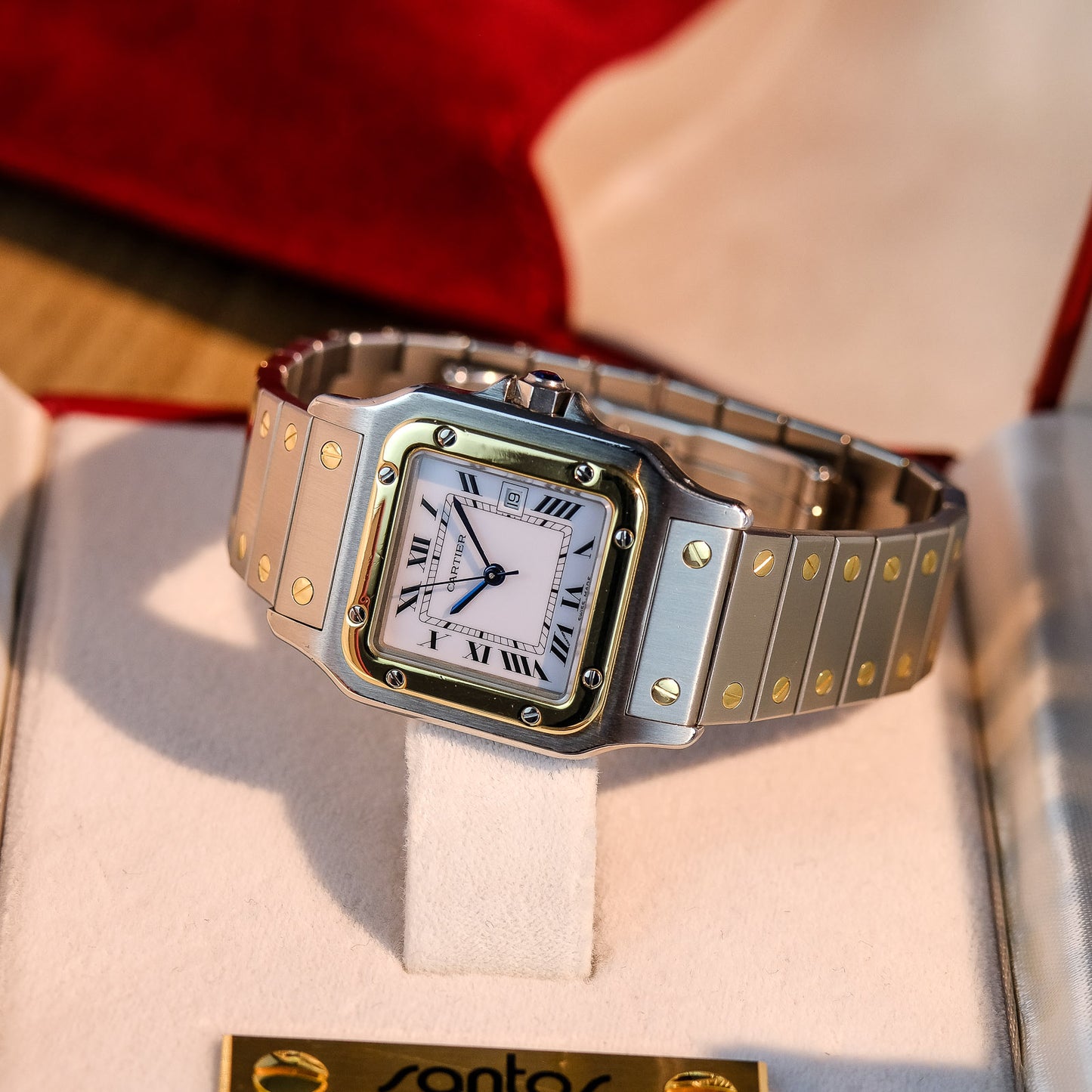 Cartier Santos Carrée 2961 w/ Original Box, Papers, Booklets & 2023 Cartier Service Paperwork, Retailed by Cartier London