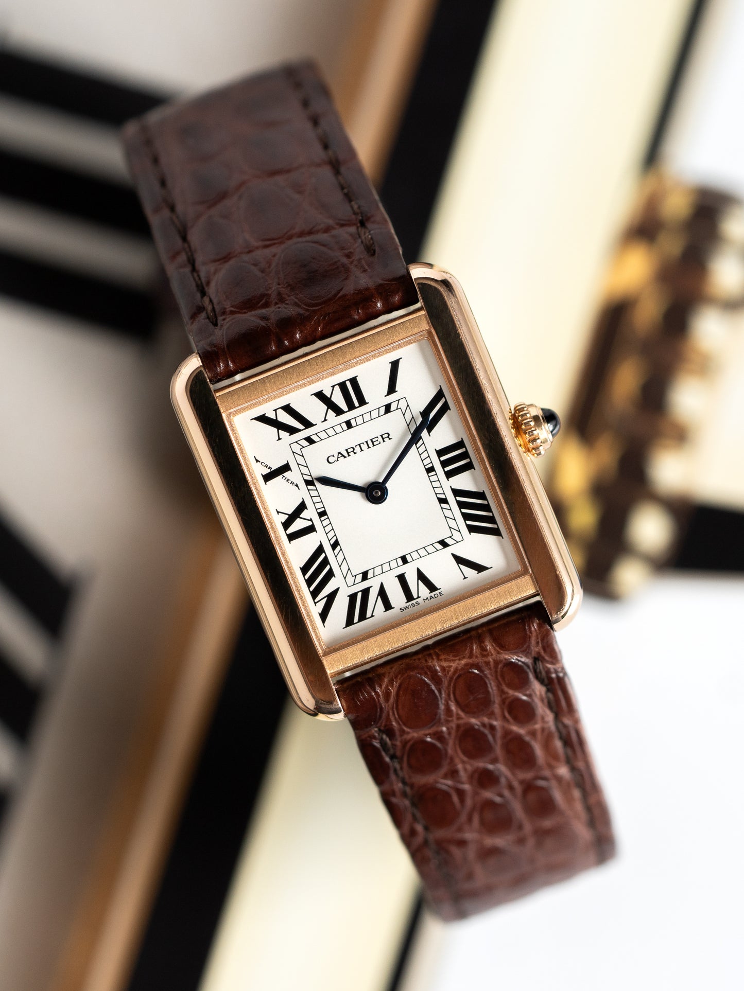 Cartier Tank Solo 3168 Solid Rose Gold & Steel Unisex