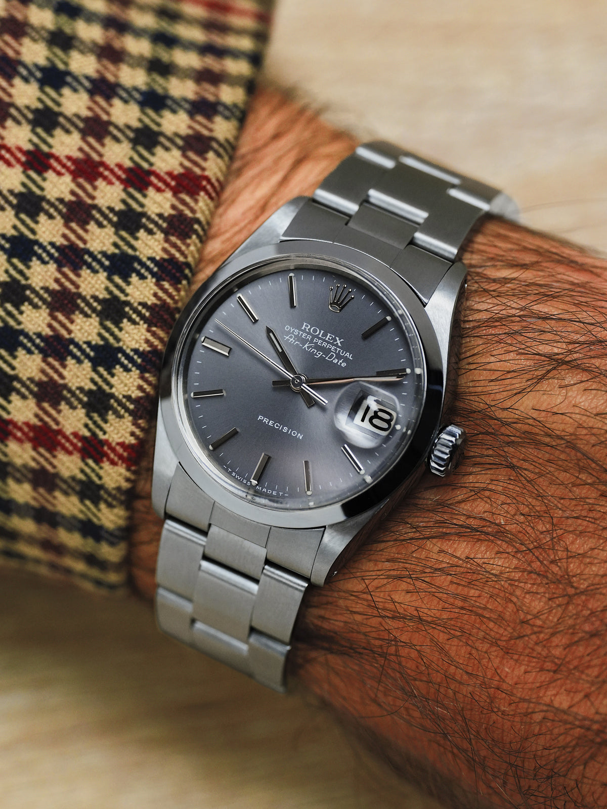 Rolex Air King Date 5700 Grey Dial 1971 w/ Rolex Service Guarantee
