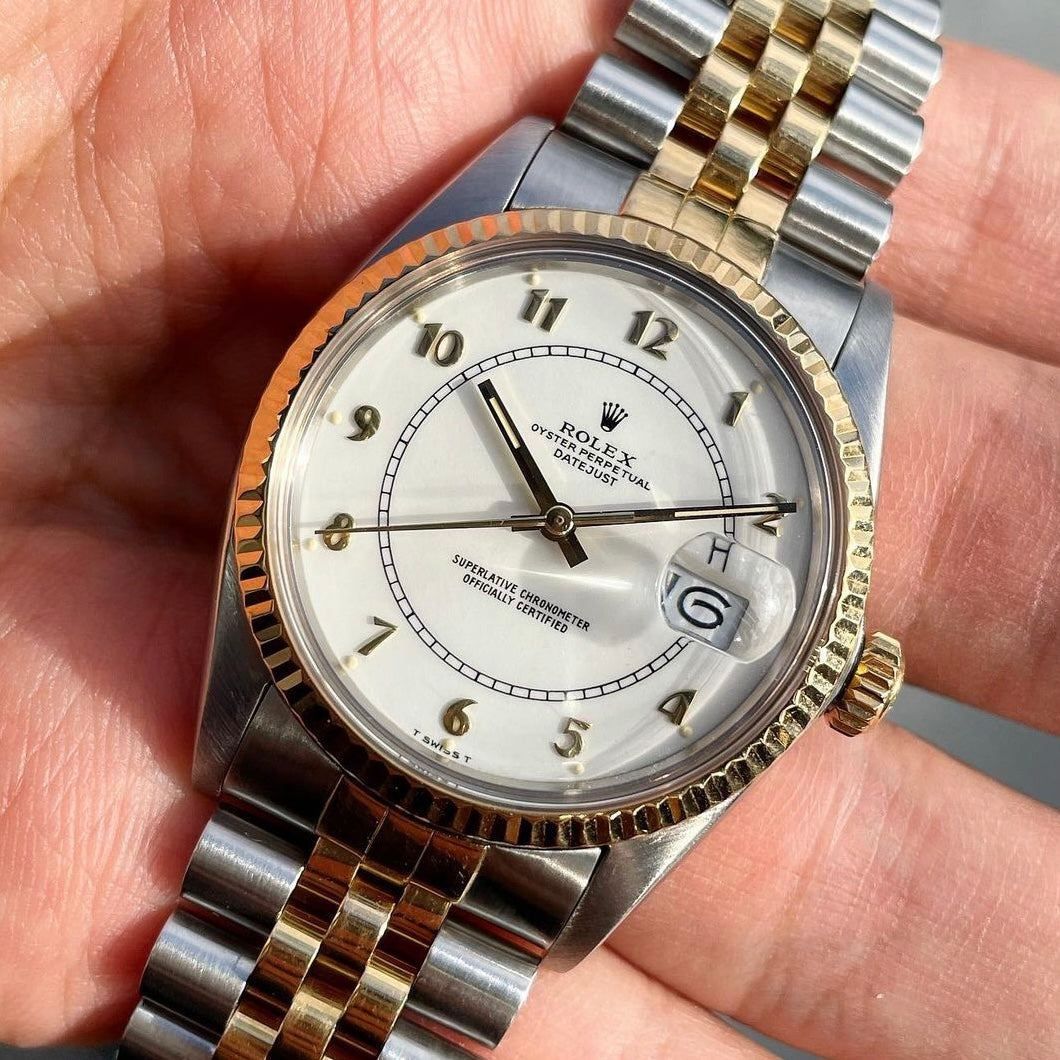 Rolex Datejust 16013 White Enamel "Boiler Gauge" Dial