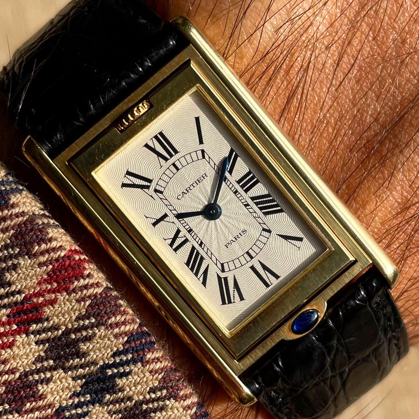 Cartier Paris 18k Gold Tank Basculante Mécanique Pre-Collection Privée