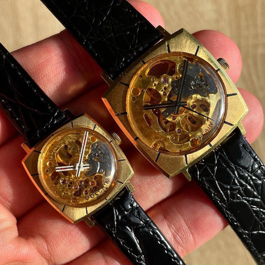 Pair of His & Hers Vulcain Skeletonised Mechanical Watches