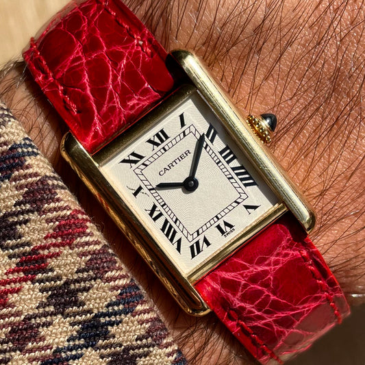 Cartier Paris Tank Louis Mecanique Guilloché 18k Yellow Gold 878087