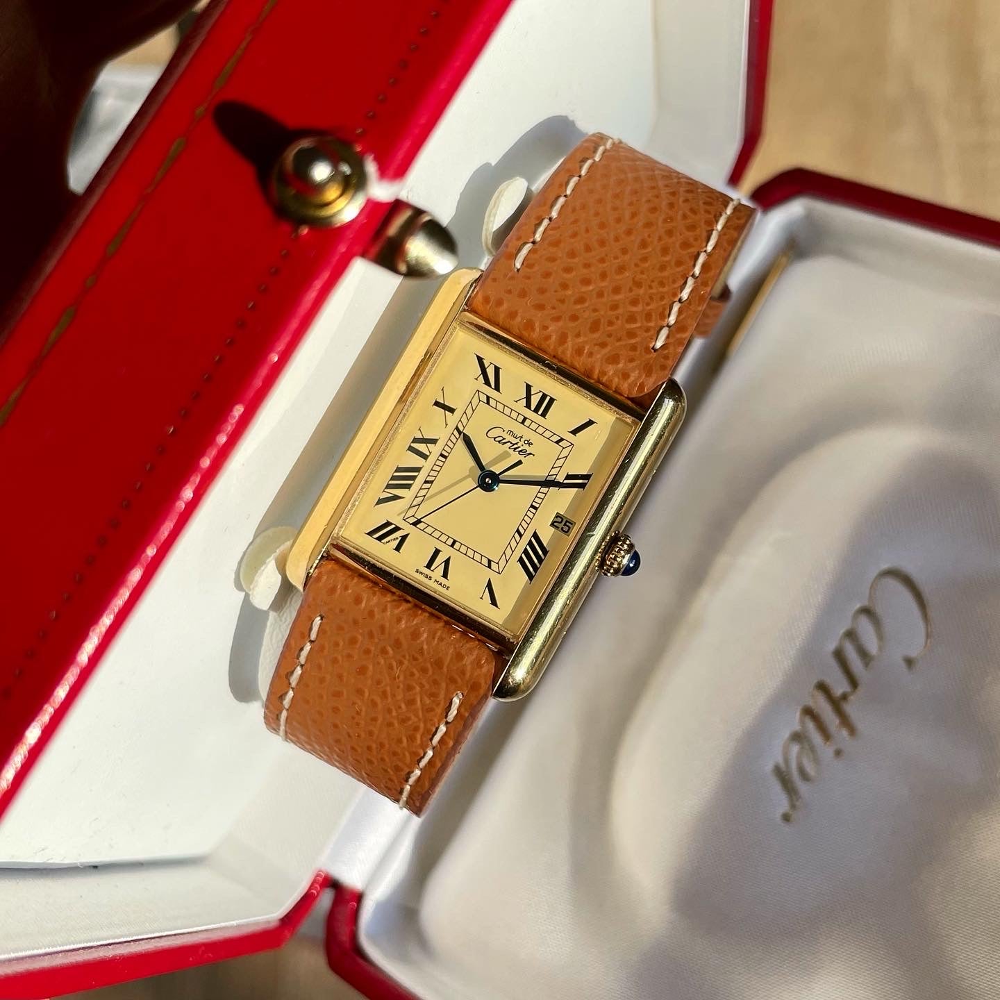 Must de Cartier Tank Large Size 2413 w/ Original Box, Papers & Purchase Receipt