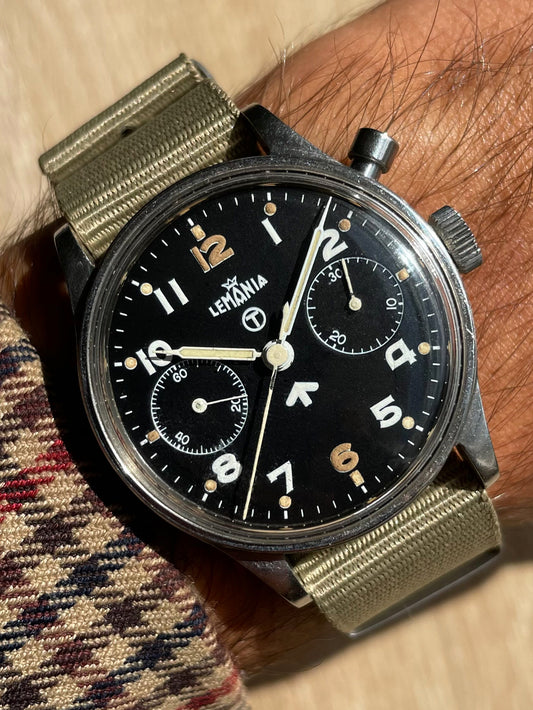 Lemania Series II British Military M.T.C.A Issued Single Pusher Chronograph