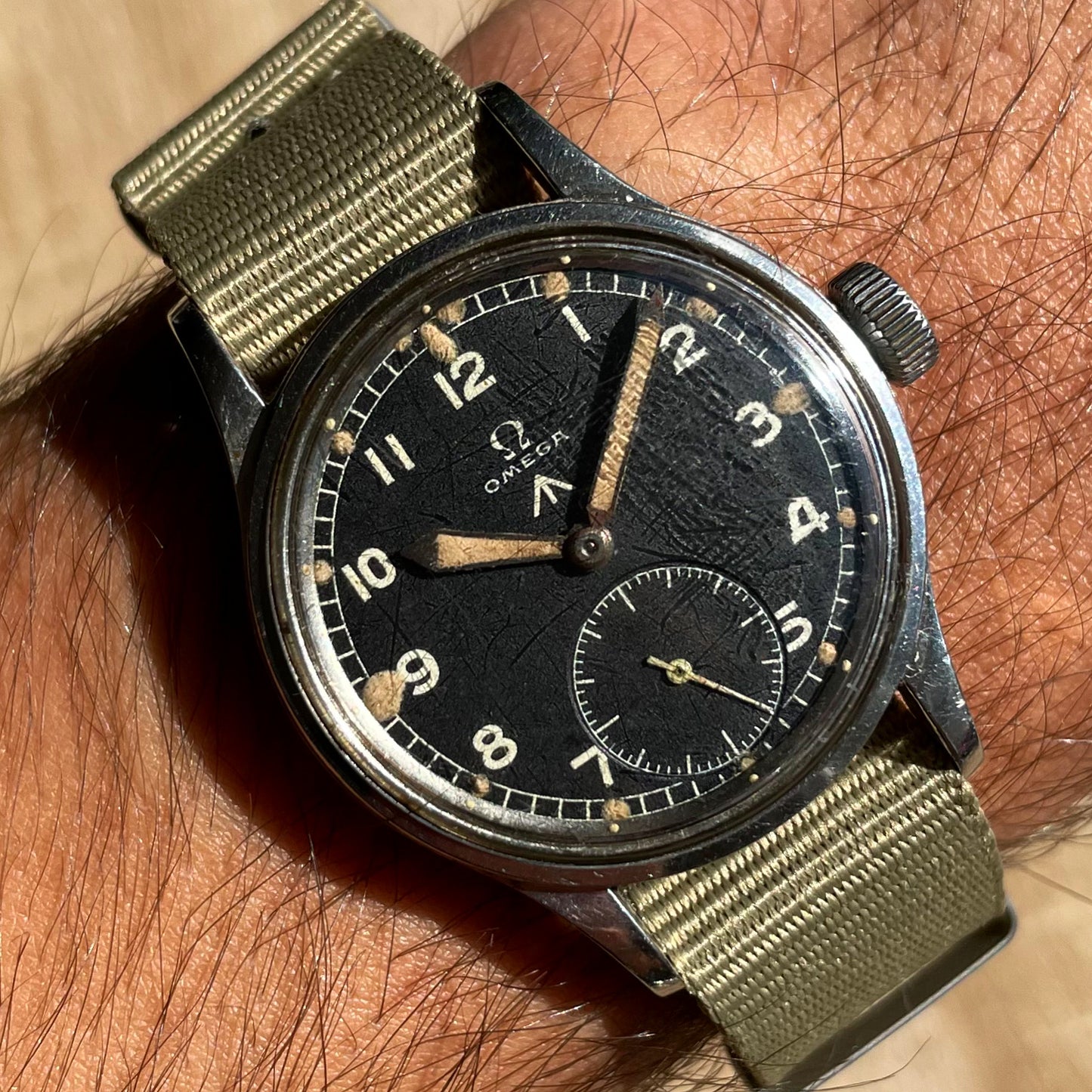 Omega British Military Issued Dirty Dozen W.W.W. Excellent Example