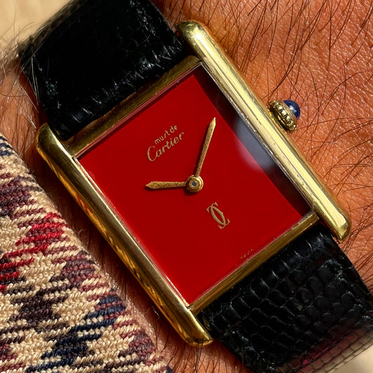 Must de Cartier Tank Mechanical Red Lacquer Dial Unisex