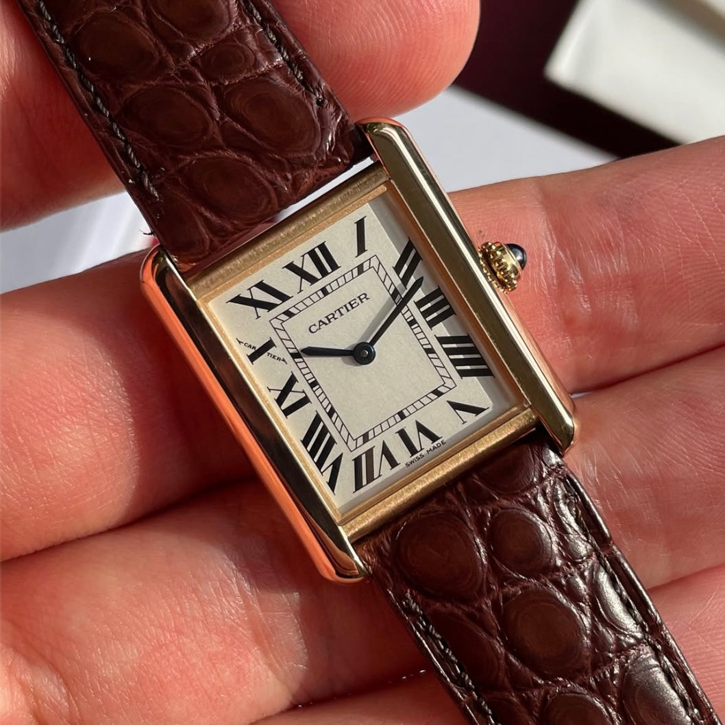 Cartier Tank Solo 3168 Rose Gold Unisex w/ Complete Box & Papers Set