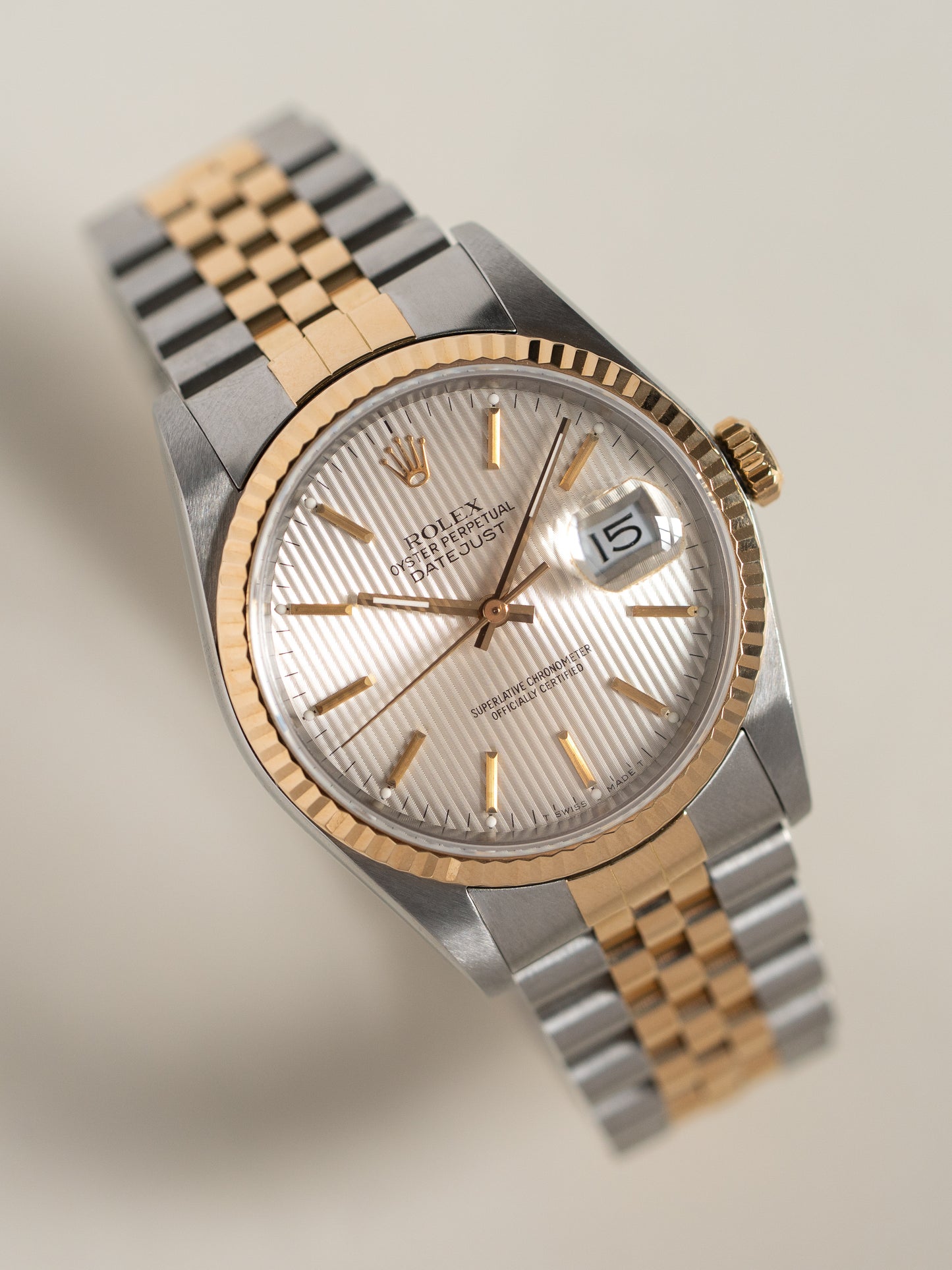 Rolex Datejust 16233 Silver Tapestry Dial 1988 Immaculate Condition w/ Original Box, Booklets & Tags