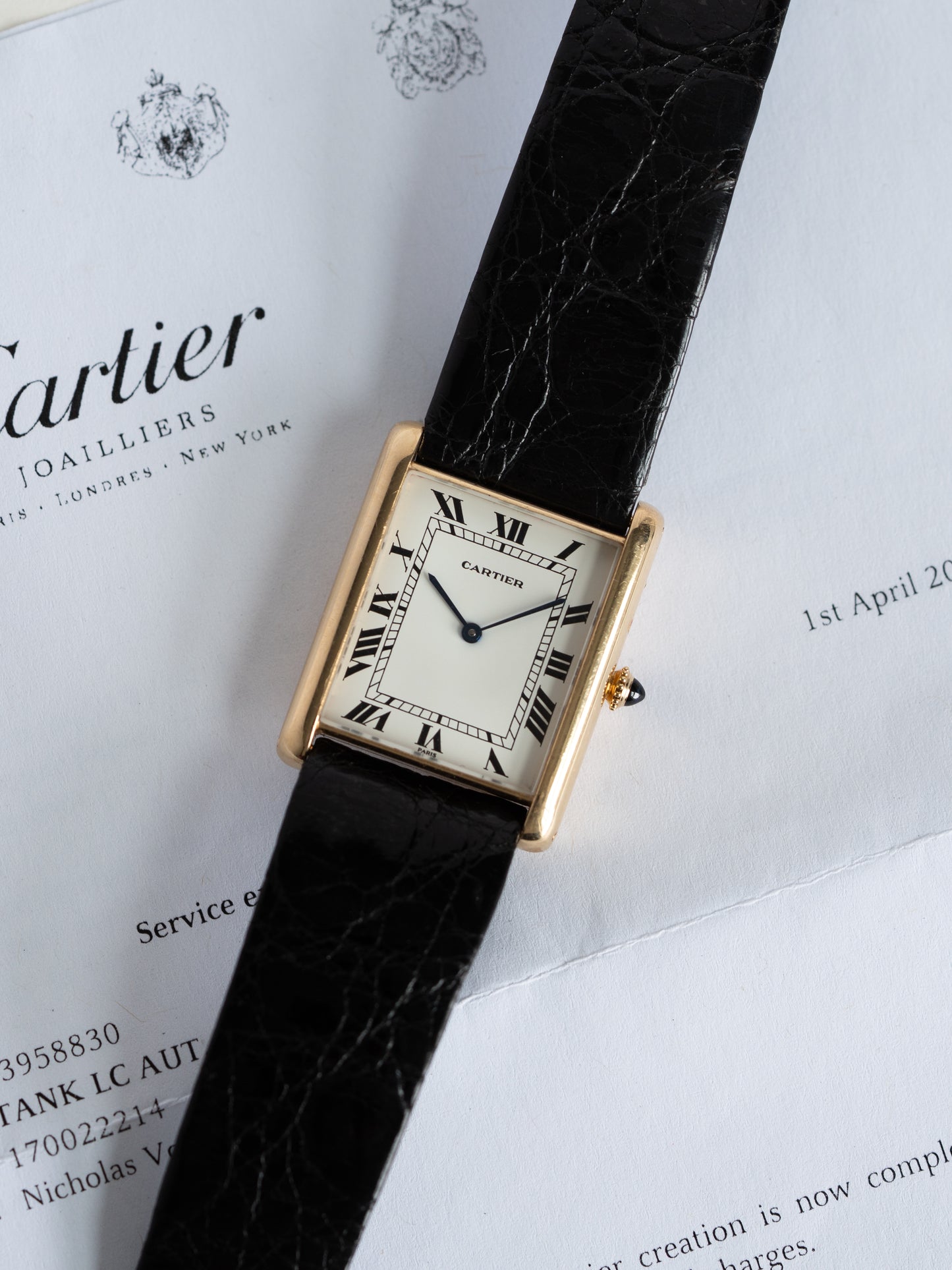 Cartier Paris "Jumbo" Tank Louis Automatique 17002 w/ Cartier Service Paperwork