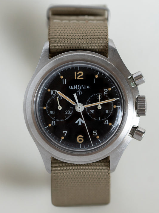 Lemania Royal Navy British Military Issued 1975 "Double Pusher" Chronograph