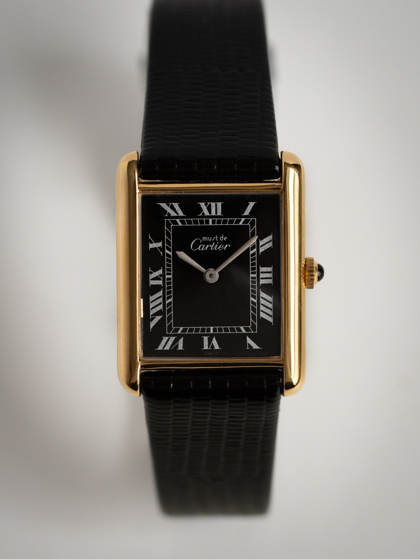 Must de Cartier Tank Mechanical Gloss Black Dial