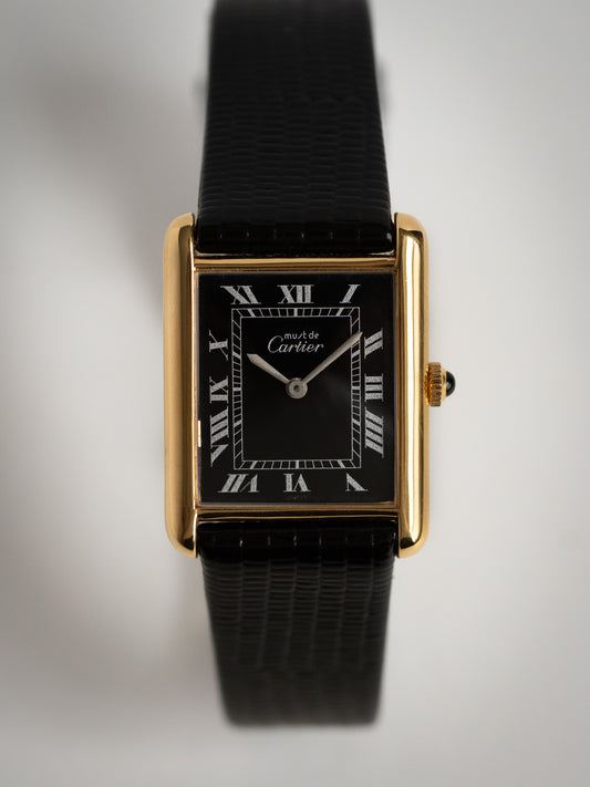 Must de Cartier Tank Mechanical Gloss Black Dial