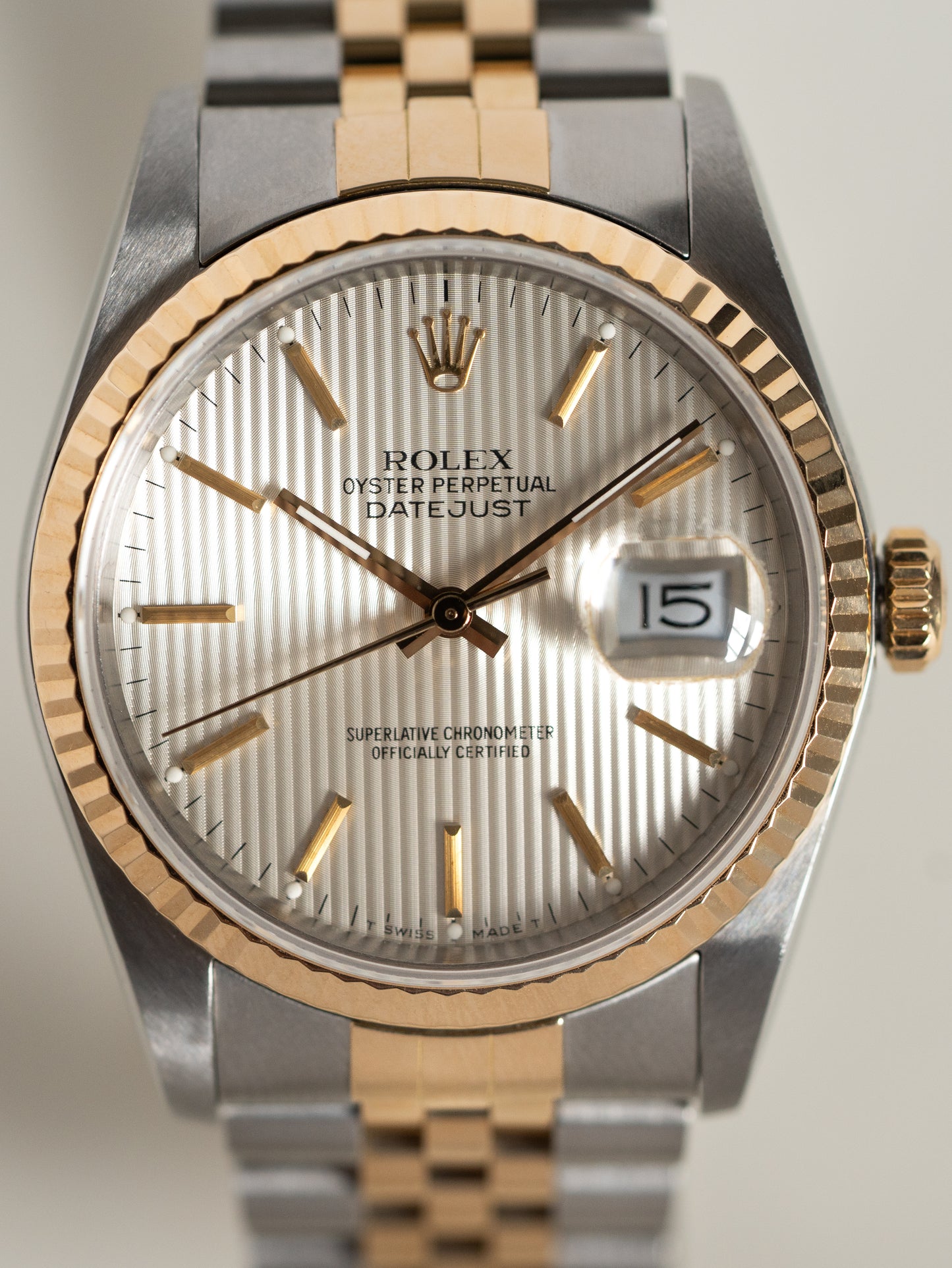 Rolex Datejust 16233 Silver Tapestry Dial 1988 Immaculate Condition w/ Original Box, Booklets & Tags