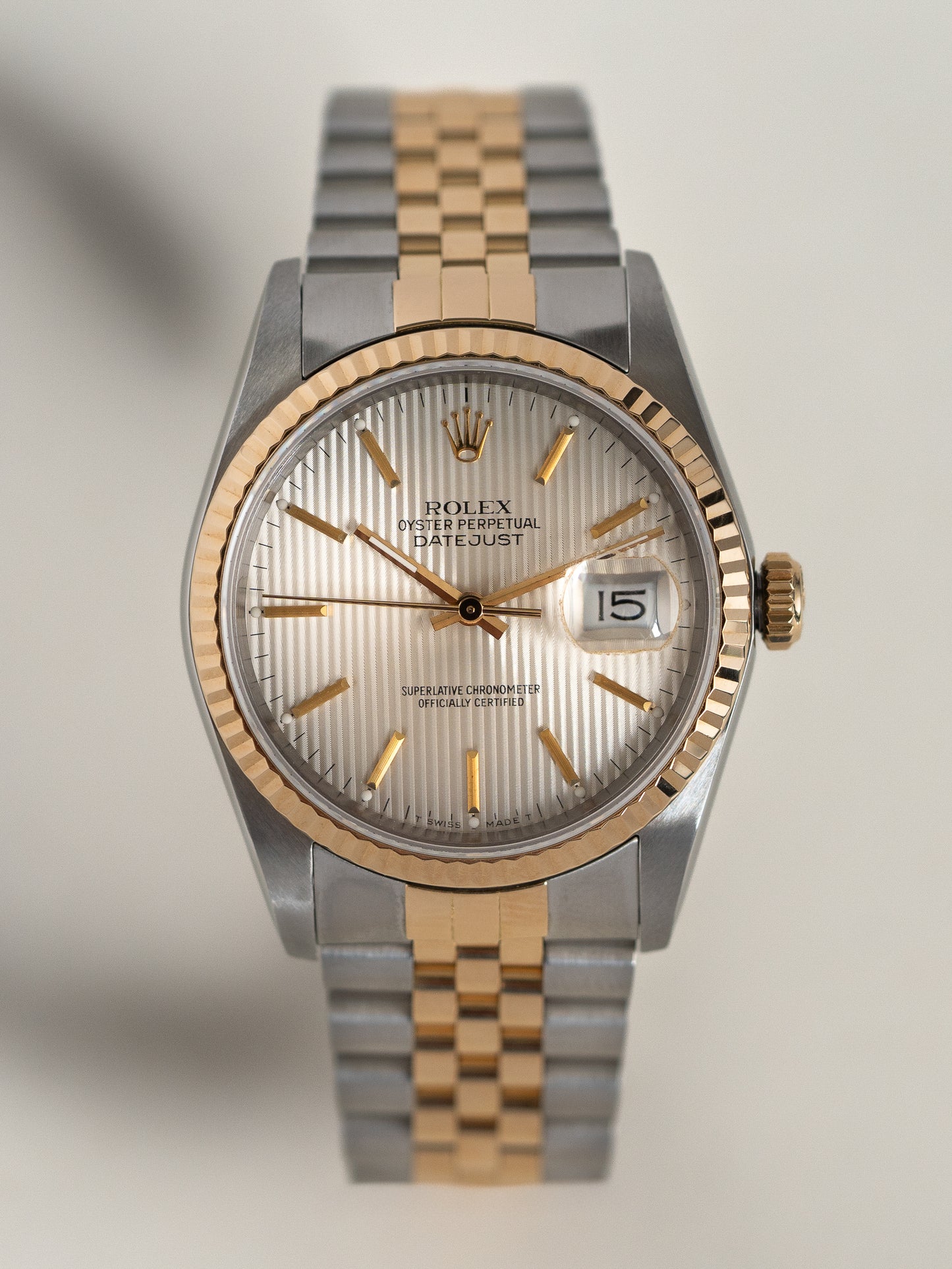 Rolex Datejust 16233 Silver Tapestry Dial 1988 Immaculate Condition w/ Original Box, Booklets & Tags