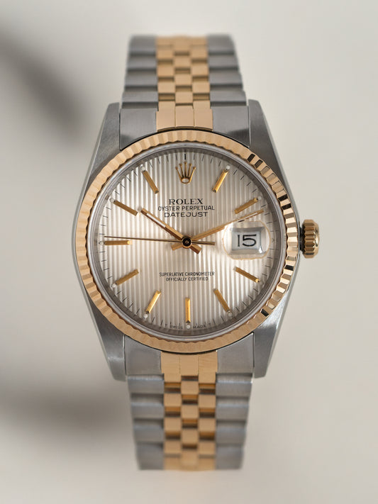 Rolex Datejust 16233 Silver Tapestry Dial 1988 Exceptional Condition