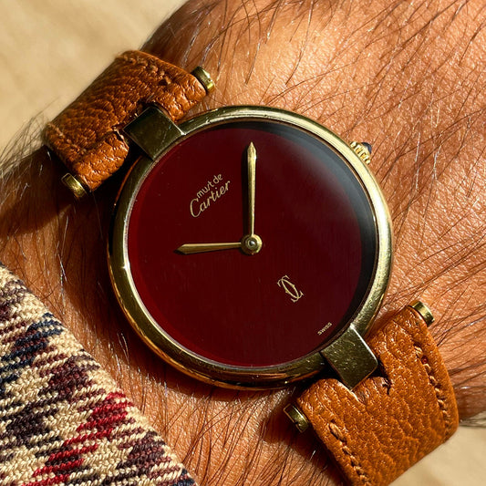 Must de Cartier Vendome 30mm Burgundy Lacquer Dial