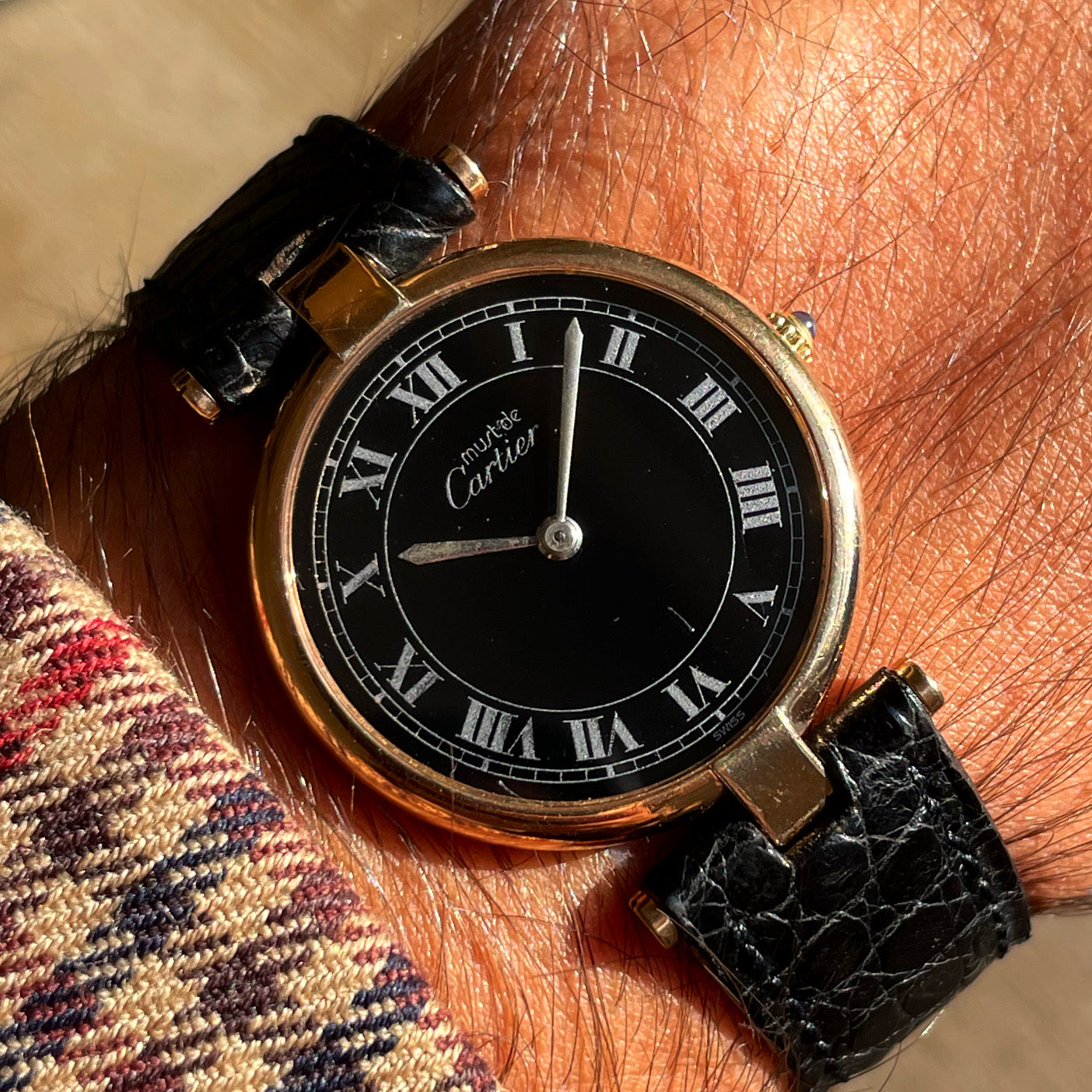 Must de Cartier Vendome 30mm Black Dial